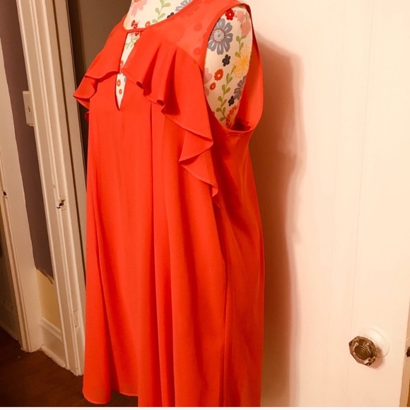 BCBGeneration Orange Ruffle Tent Dress - Picture 3 of 6